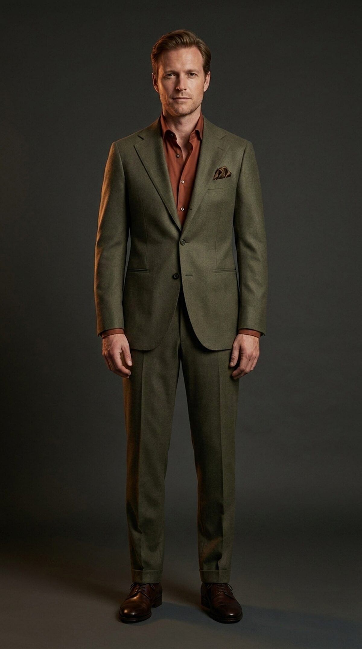 A distinguished man in a custom-tailored Cardero suit, photographed in a refined low-lit setting